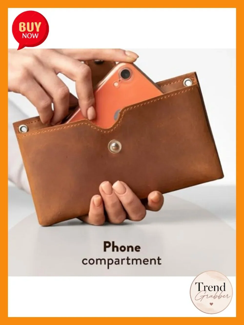 Genuine Leather Crossbody Purse with Phone Pocket & Card Slots